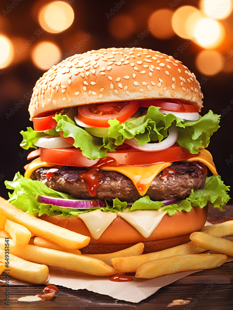 Foto de Burgers with ground beef and cheese. Cheeseburgers with ground