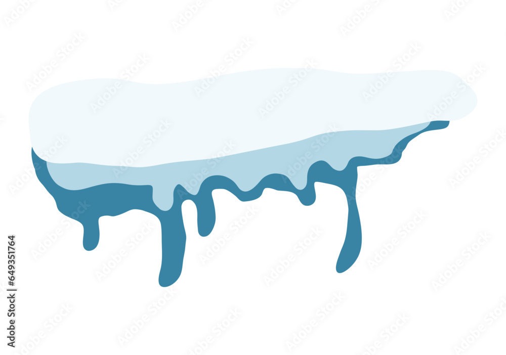 Snow caps, snowy ice and frozen icicles, vector design