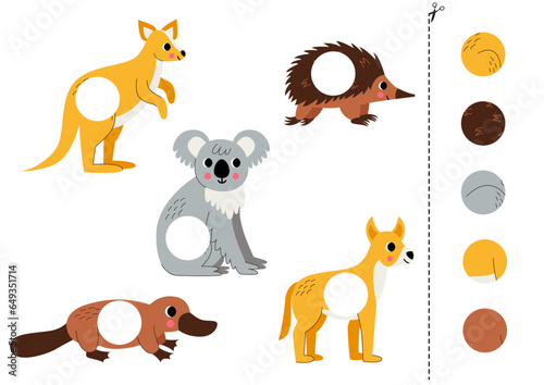 Cut and glue parts of cute Australian animals.