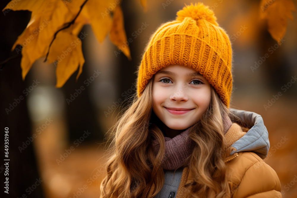 Generative Ai illustration of young woman surrounded by dry foliage autumn park atmosphere Generative Ai illustration of young woman surrounded by dry foliage autumn park atmosphere