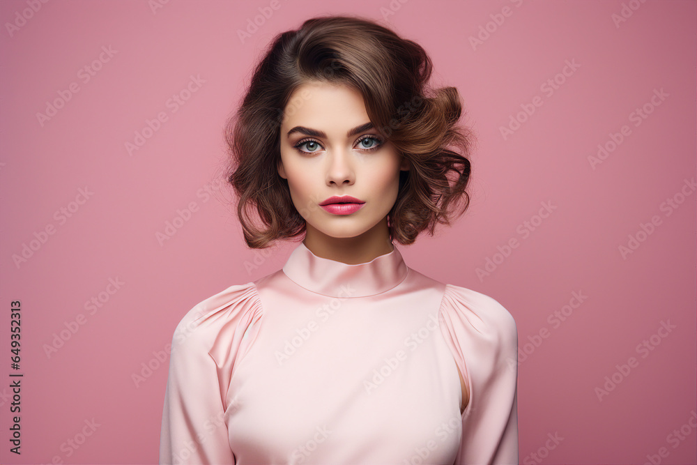 Generative Ai illustration of glamorous charming young girl model magazine cover style Generative Ai illustration of glamorous charming young girl model magazine cover style