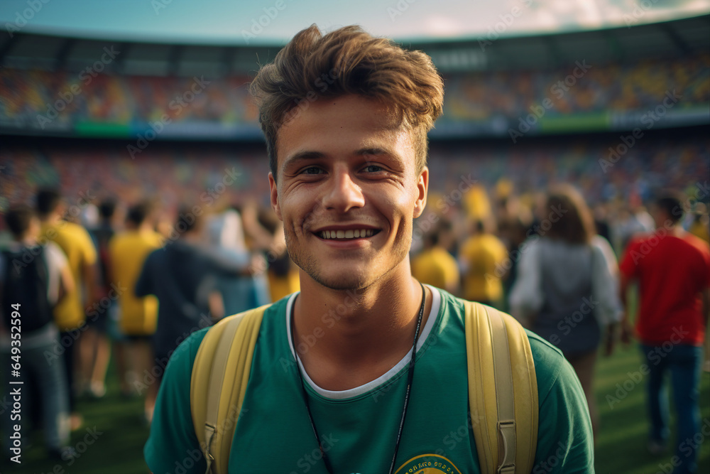 Generative Ai picture of various fans are cheering in sports stadium Generative Ai picture of various fans are cheering in sports stadium