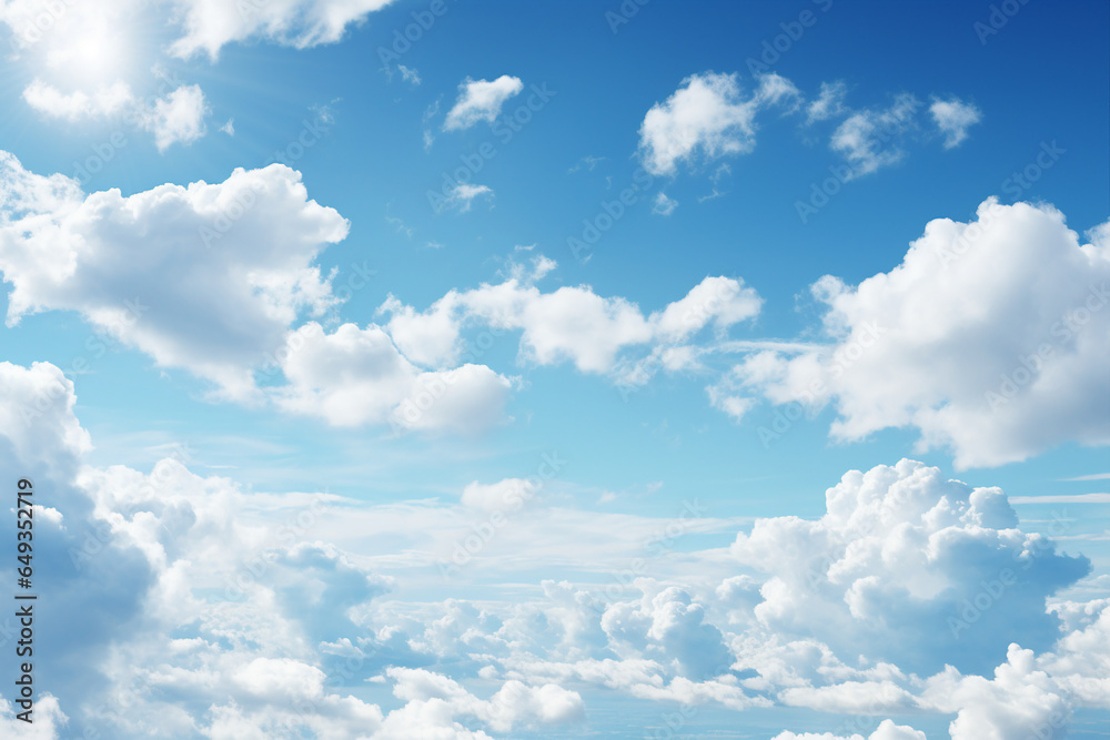 Simple panoramic background beatiful blue sky white clouds summer time generative ai Simple panoramic background beatiful blue sky white clouds summer time generative ai