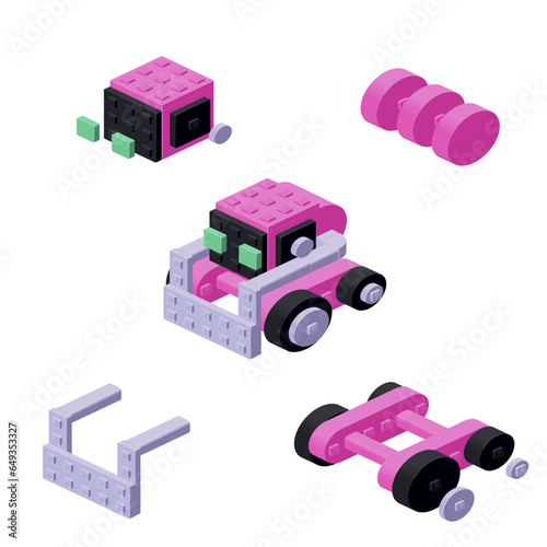 Concept with cute artwork in isometric style for print and design.Vector illustration.