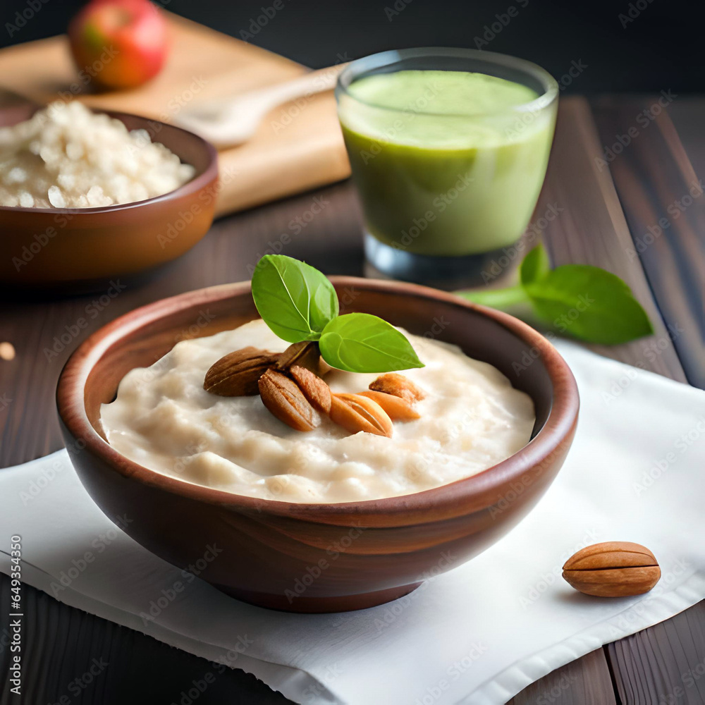 Yogurt with muesli and banana, Ai Generated Yogurt with muesli and banana, Ai Generated