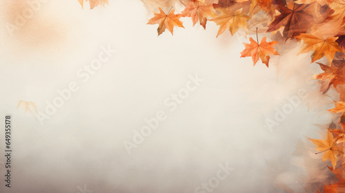 Autumn frame with colored fall leaves in the wind