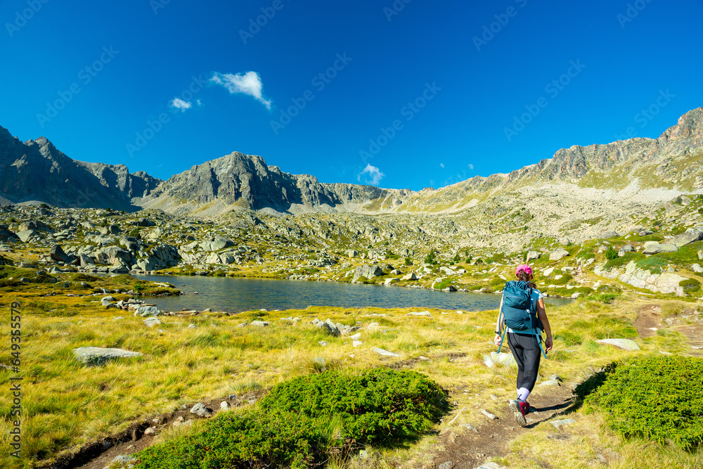 Pyrenees Pessons peak and lakes in Andorra	