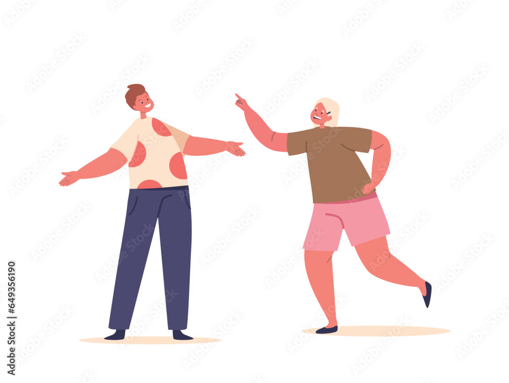 Children Characters Enthusiastically Demonstrate Pointing And Indicating Gestures, Directing Attention With Curiosity