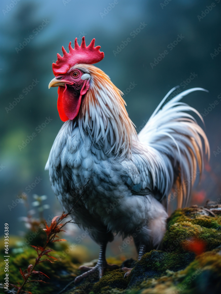 Fototapeta premium Chiken in its Natural Habitat, Wildlife Photography, Generative AI