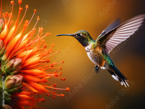 Hummingbird in its Natural Habitat, Wildlife Photography, Generative AI photo