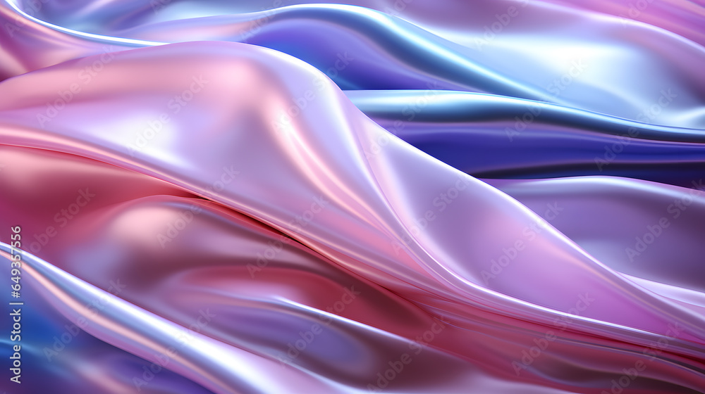 Fototapeta premium abstract background of blue and pink silk with some smooth lines waves