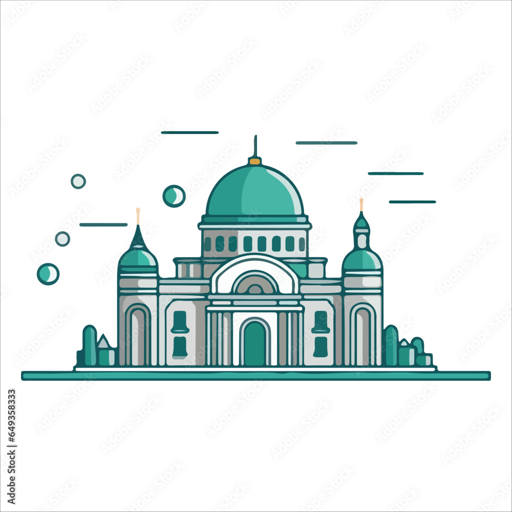 church and dome illustration style for flat design