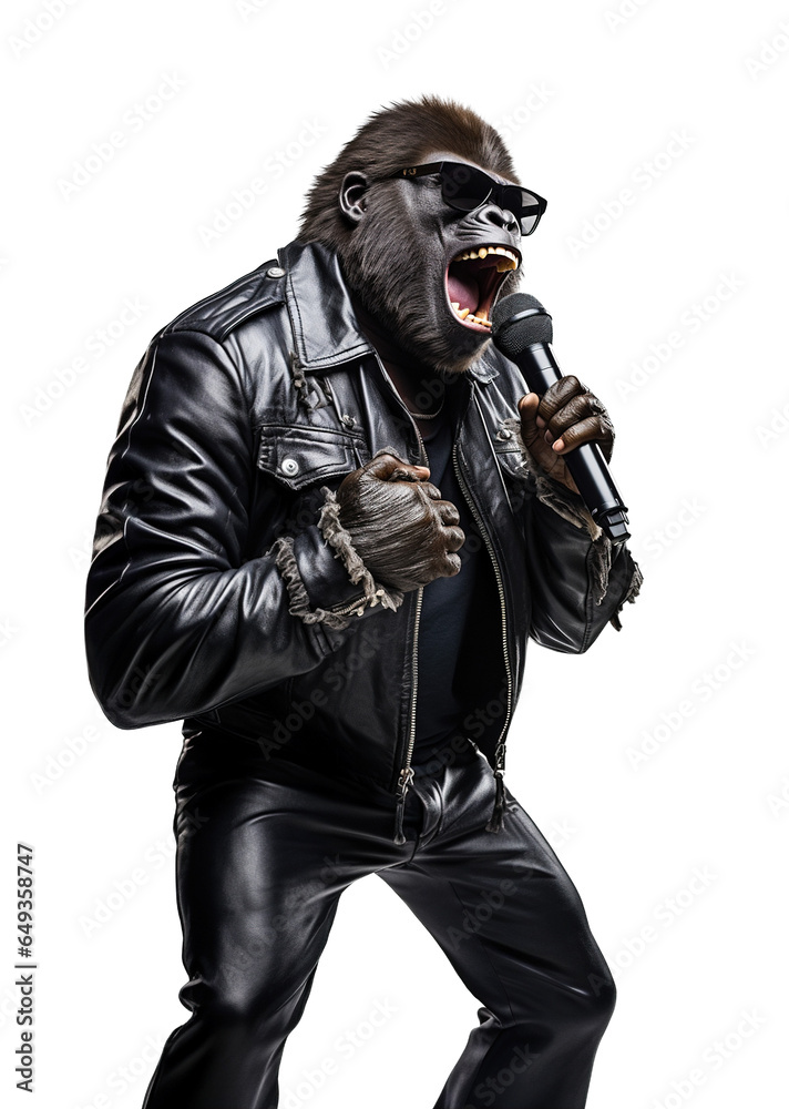 Gorilla with a microphone on a transparent background. Gorilla with a microphone on a transparent background.