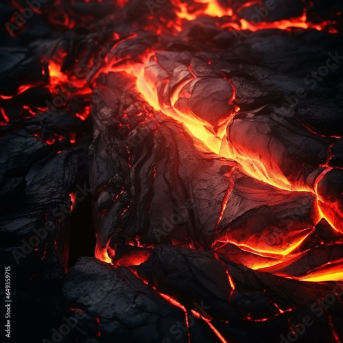 Lava rock with fire gaps between stones background