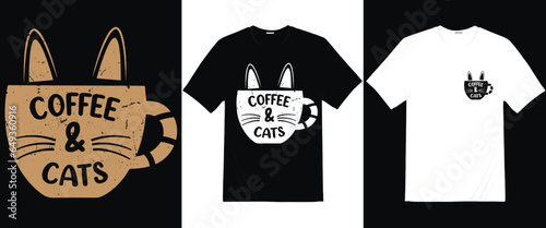 Coffee and cats quotes t-Shirt design For Womens, Men, Baby Caffeine Lover Coffee T-Shirt, Gift For Coffee Addict, Funny Coffee Shirt.