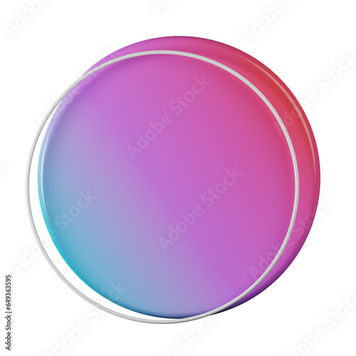 Circle shape, red blue gradient 3d rendering.