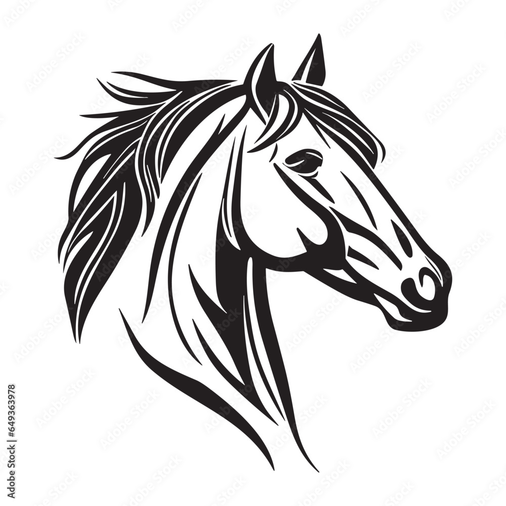 Horse head tattoo logo, A face of a horse illustration vector template