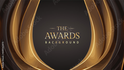 Black golden royal awards graphics background. Luxury premium corporate abstract design. Elegant realistic paper cut style 3d. Modern template certificate. Vector illustration.