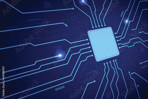 chipset processor circuit board digital transformation blue abstract technology background.