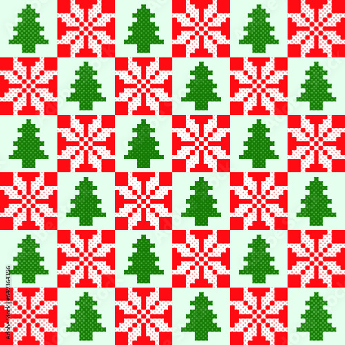 seamless pattern with christmas reindeer. tribal pattern. local fabric pattern. pixel pattern. cross stitch