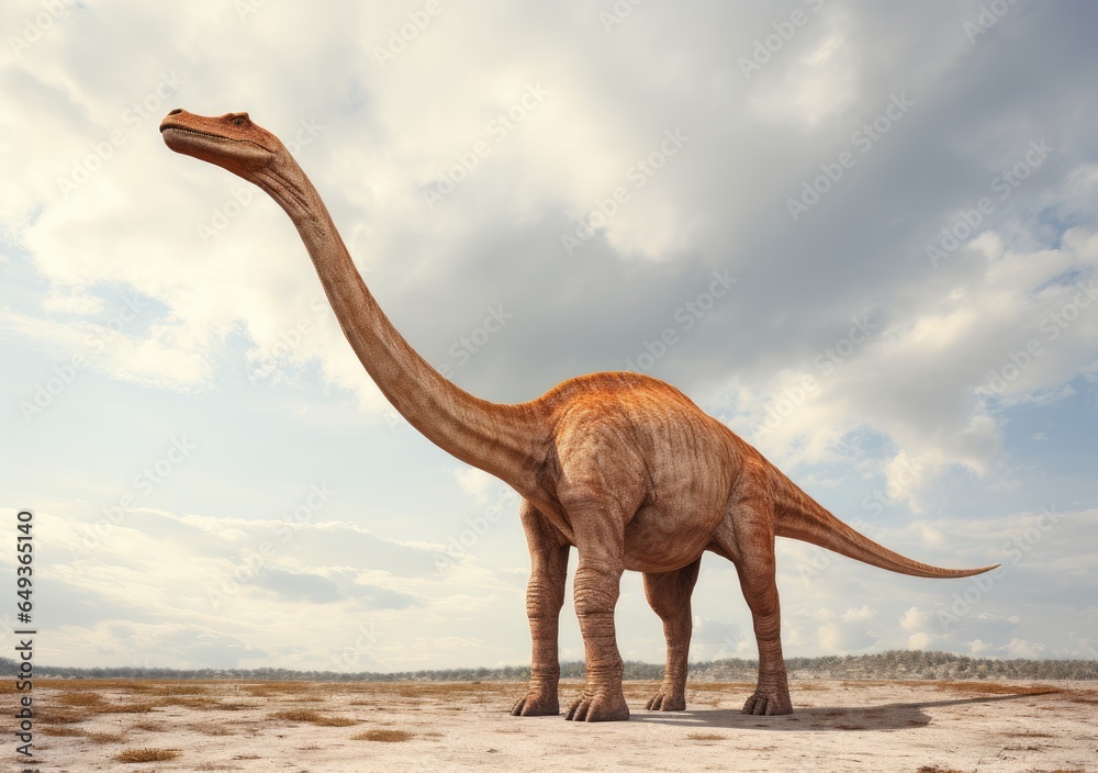 Fototapeta premium a Brontosaurus is dinosaur in the desert 