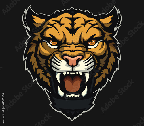 Thunderous Roar Vector Flat Graphics Gaming Style Mascot Illustration of a Ferocious Leopard Unleashing its Fury