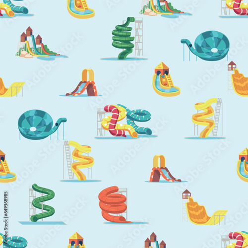 Lively Seamless Pattern Featuring Colorful Water Slides, Perfect For A Summer-themed Design, Tile Background