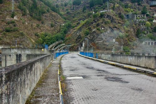 Presa Grandas de Salime arc concrete dam. Camino Primitivo way. 