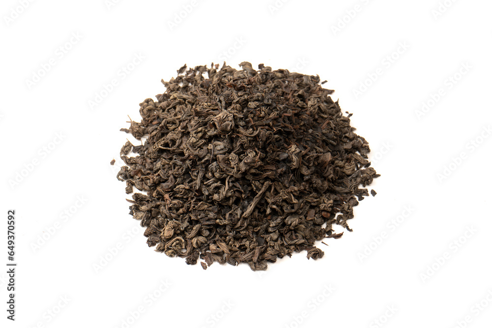 Dried tea leaves isolated on a white background. Dried tea leaves isolated on a white background.