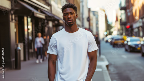 Supermodel in weissem T-Shirt. Generiert mit KI