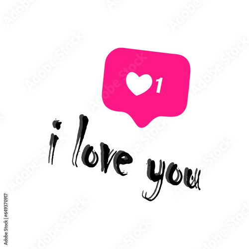 Heart in speech bubble icon. i love you sticker.