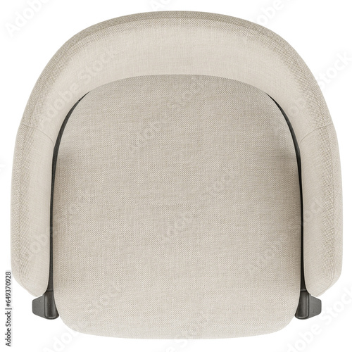 Fototapeta Naklejka Na Ścianę i Meble -  top view of white fabric dining chair, for interior floor plan, 3d rendering, on transparent background