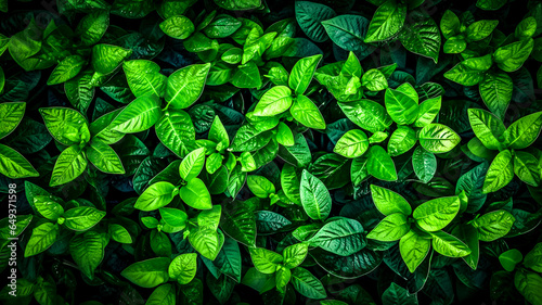 Feuillage vert vu de dessus, arrière plan nature