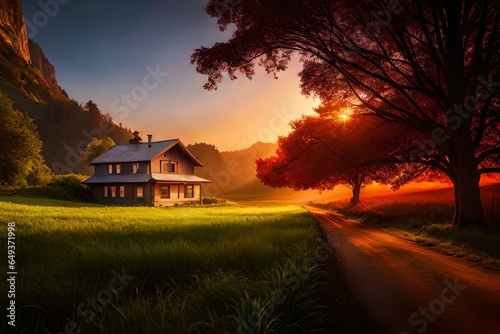 house in the sunset