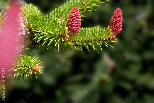 Blue Hoopsi spruce with fresh new red cones