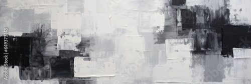 White and black paint, oil paint, geometric brush strokes, squares, background, banner