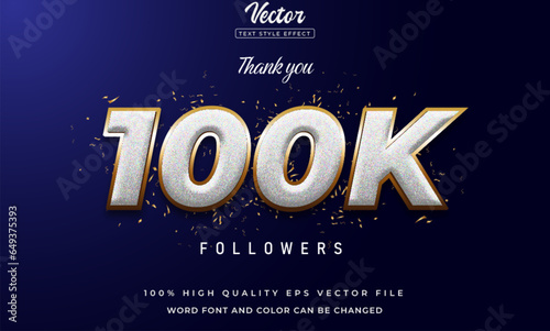 100k thank you social media followers and subscribers with luxury design editable font style effect