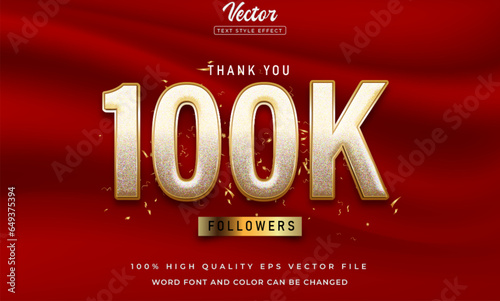 100k thank you social media followers and subscribers with editable font style effect