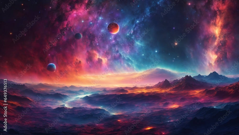 Fototapeta premium A Beautiful and Vibrant Galaxy Cluster