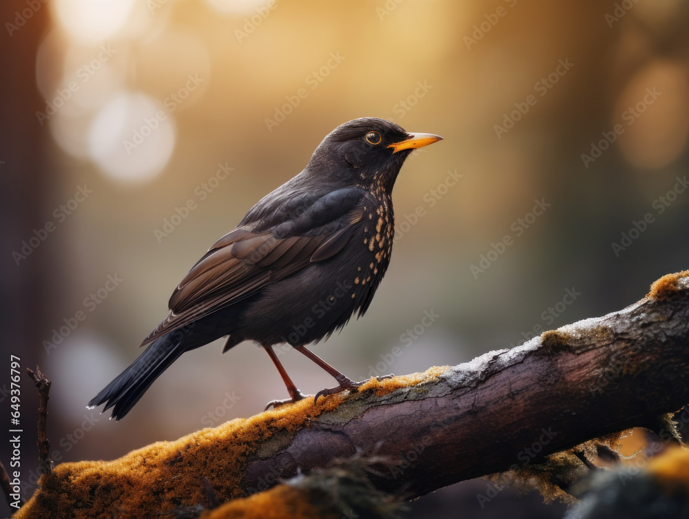 Blackbird in its Natural Habitat, Wildlife Photography, Generative AI Blackbird in its Natural Habitat, Wildlife Photography, Generative AI