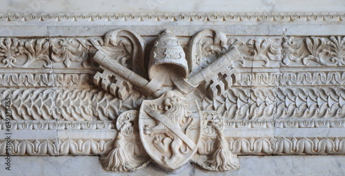Sculpted Marble Door Frame Close Up at Palazzo Venezia in Rome, Italy