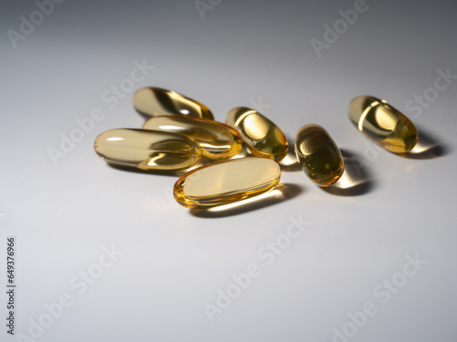 Cod liver oil supplements on a White background