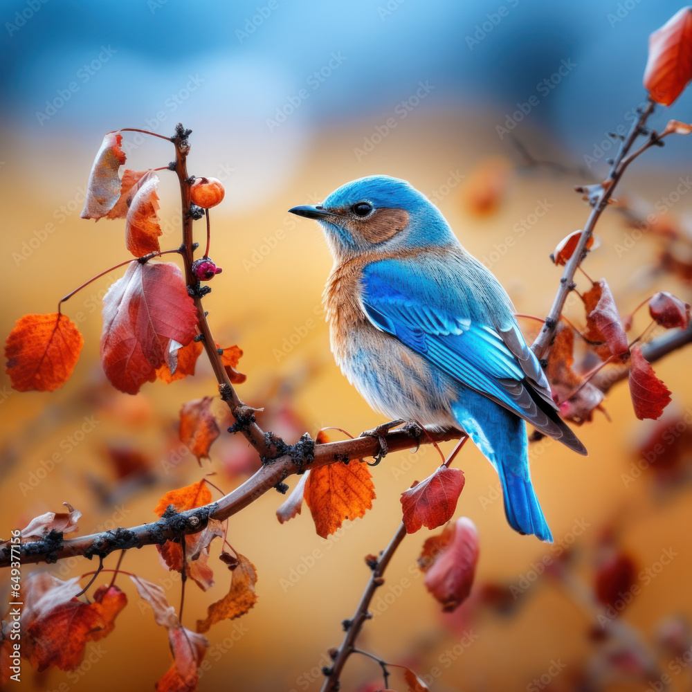 Fototapeta premium Bluebird in its Natural Habitat, Wildlife Photography, Generative AI