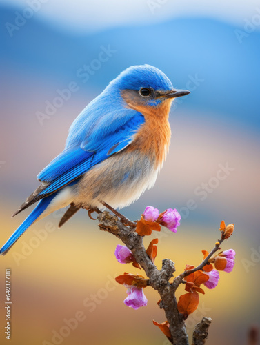 Bluebird in its Natural Habitat, Wildlife Photography, Generative AI © Vig