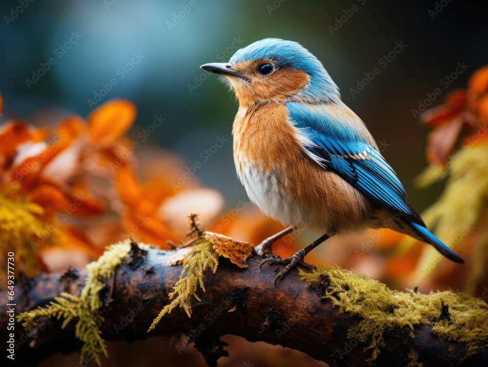 Bluebird in its Natural Habitat, Wildlife Photography, Generative AI