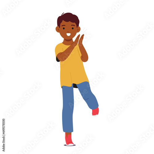 Little Black Boy Clapping. Young Child Joyfully Claps His Tiny Hands, His Face Lit With Delight, Celebrating Happiness