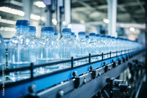 for the production of plastic bottles and bottles on a conveyor belt factory