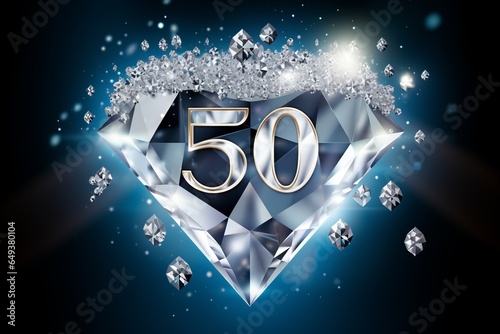 Brilliant anniversary poster with diamond or gem stone and 50 number photo