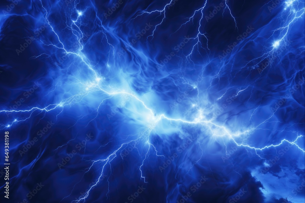 Blue Lightning - Abstract Electrical Background with Plasma and Fractal Art