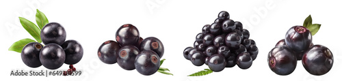 Acai berries isolated on transparent background generative ai